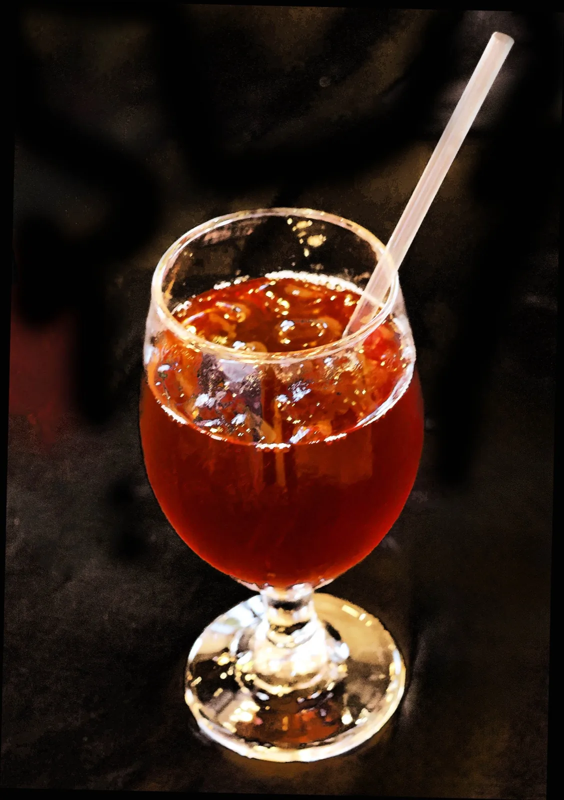 Glass of iced tea with a straw at Sunday brunch at The Venue Clermont